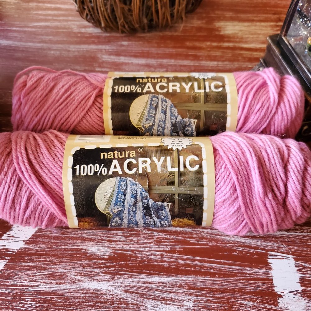 Natura 100% Acrylic Vintage Yarn - Lt. Rose - Bundle of 2 - Total Weight…